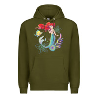 Army Green the little mermaid ari  and flounder sea t shirt Premium Hoodie - artisFamous