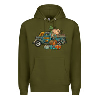 Army Green western pumpkin farm truck Premium Hoodie - RanaPortraitStore