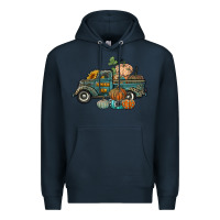 Navy western pumpkin farm truck Premium Hoodie - RanaPortraitStore