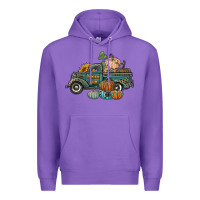 Purple western pumpkin farm truck Premium Hoodie - RanaPortraitStore