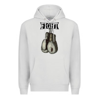 Dove Grey boxing vintage fight gloves Premium Hoodie - artisFamous