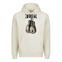 Oatmeal Heather boxing vintage fight gloves Premium Hoodie - artisFamous