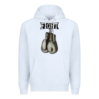 White boxing vintage fight gloves Premium Hoodie - artisFamous