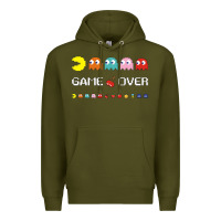 Army Green cool retro 80s pacman ghosts video games Premium Hoodie - artisFamous