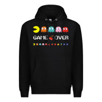 Black cool retro 80s pacman ghosts video games Premium Hoodie - artisFamous