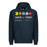 Navy cool retro 80s pacman ghosts video games Premium Hoodie - artisFamous