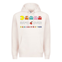 Pale Pink cool retro 80s pacman ghosts video games Premium Hoodie - artisFamous