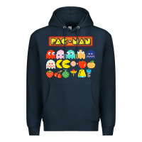 Navy 80s pacman ghosts video games Premium Hoodie - artisFamous