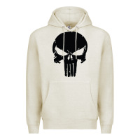 Oatmeal Heather the punisher skull black Premium Hoodie - artisFamous