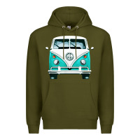 Army Green hippie surf van Premium Hoodie - artisFamous