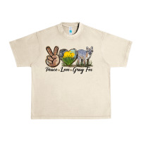 Sandshell Peace Love Gray Fox Urban Heavy Tee - LillyAllenDesigns