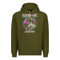 Army Green distressed teal raptor clever girl t shirt Premium Hoodie - artisFamous