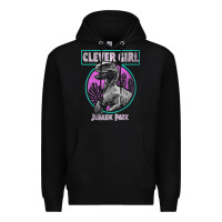 Black distressed teal raptor clever girl t shirt Premium Hoodie - artisFamous