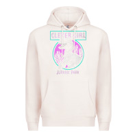 Pale Pink distressed teal raptor clever girl t shirt Premium Hoodie - artisFamous