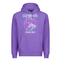 Purple distressed teal raptor clever girl t shirt Premium Hoodie - artisFamous