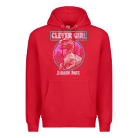 Red distressed teal raptor clever girl t shirt Premium Hoodie - artisFamous