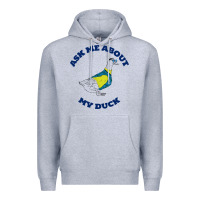 Heather Grey ask me about my duck Premium Hoodie - artisFamous