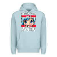 Blue Mist just a girl who loves anime japanese cute Premium Hoodie - artisFamous