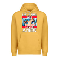 Mustard just a girl who loves anime japanese cute Premium Hoodie - artisFamous