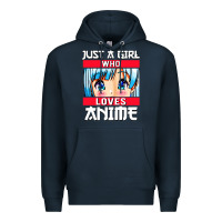 Navy just a girl who loves anime japanese cute Premium Hoodie - artisFamous