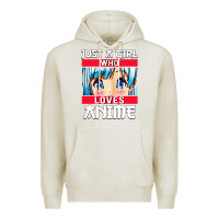 Oatmeal Heather just a girl who loves anime japanese cute Premium Hoodie - artisFamous