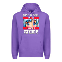 Purple just a girl who loves anime japanese cute Premium Hoodie - artisFamous