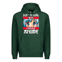 Sports Green just a girl who loves anime japanese cute Premium Hoodie - artisFamous