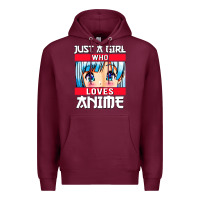 Burgundy just a girl who loves anime japanese cute Premium Hoodie - artisFamous