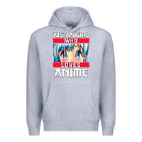 Heather Grey just a girl who loves anime japanese cute Premium Hoodie - artisFamous