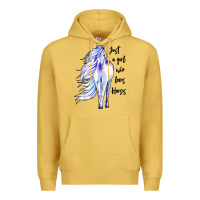 Antique Gold just a girl who loves horses Premium Hoodie - artisFamous