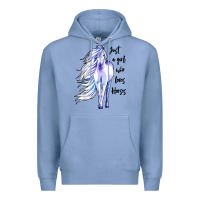 Colony Blue just a girl who loves horses Premium Hoodie - artisFamous