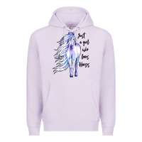 Lilac just a girl who loves horses Premium Hoodie - artisFamous
