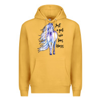 Mustard just a girl who loves horses Premium Hoodie - artisFamous