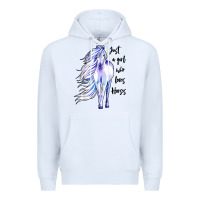 White just a girl who loves horses Premium Hoodie - artisFamous