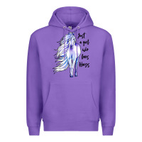 Purple just a girl who loves horses Premium Hoodie - artisFamous