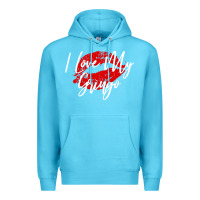 Ocean Blue kiss lips i love my gringo wife girlfriend premium Premium Hoodie - artisFamous