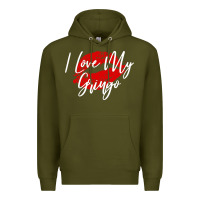 Army Green kiss lips i love my gringo wife girlfriend premium Premium Hoodie - artisFamous