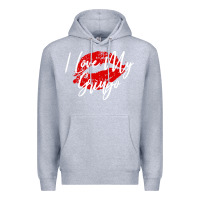 Heather Grey kiss lips i love my gringo wife girlfriend premium Premium Hoodie - artisFamous