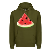 Army Green Watermelon Slice Png Premium Hoodie - artisFamous