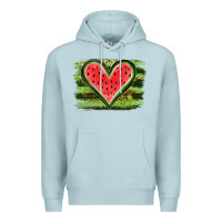 Blue Mist Watermelon Heart Premium Hoodie - artisFamous