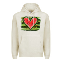 Oatmeal Heather Watermelon Heart Premium Hoodie - artisFamous