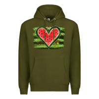 Army Green Watermelon Heart Premium Hoodie - artisFamous