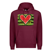 Burgundy Watermelon Heart Premium Hoodie - artisFamous