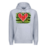 Heather Grey Watermelon Heart Premium Hoodie - artisFamous