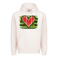 Pale Pink Watermelon Heart Premium Hoodie - artisFamous