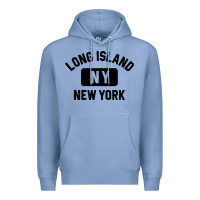Colony Blue long island ny gym style distressed amber print Premium Hoodie - artisFamous