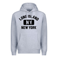 Heather Grey long island ny gym style distressed amber print Premium Hoodie - artisFamous
