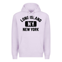 Lilac long island ny gym style distressed amber print Premium Hoodie - artisFamous
