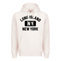 Pale Pink long island ny gym style distressed amber print Premium Hoodie - artisFamous