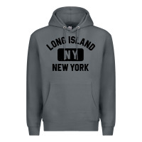 Rock long island ny gym style distressed amber print Premium Hoodie - artisFamous